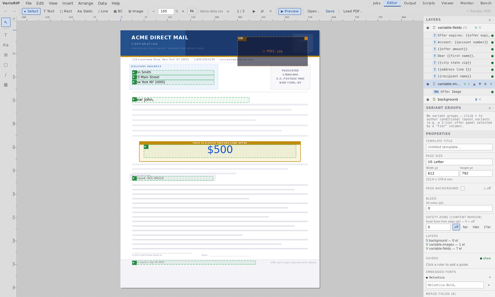VarioRIP editor shown in the Classic theme